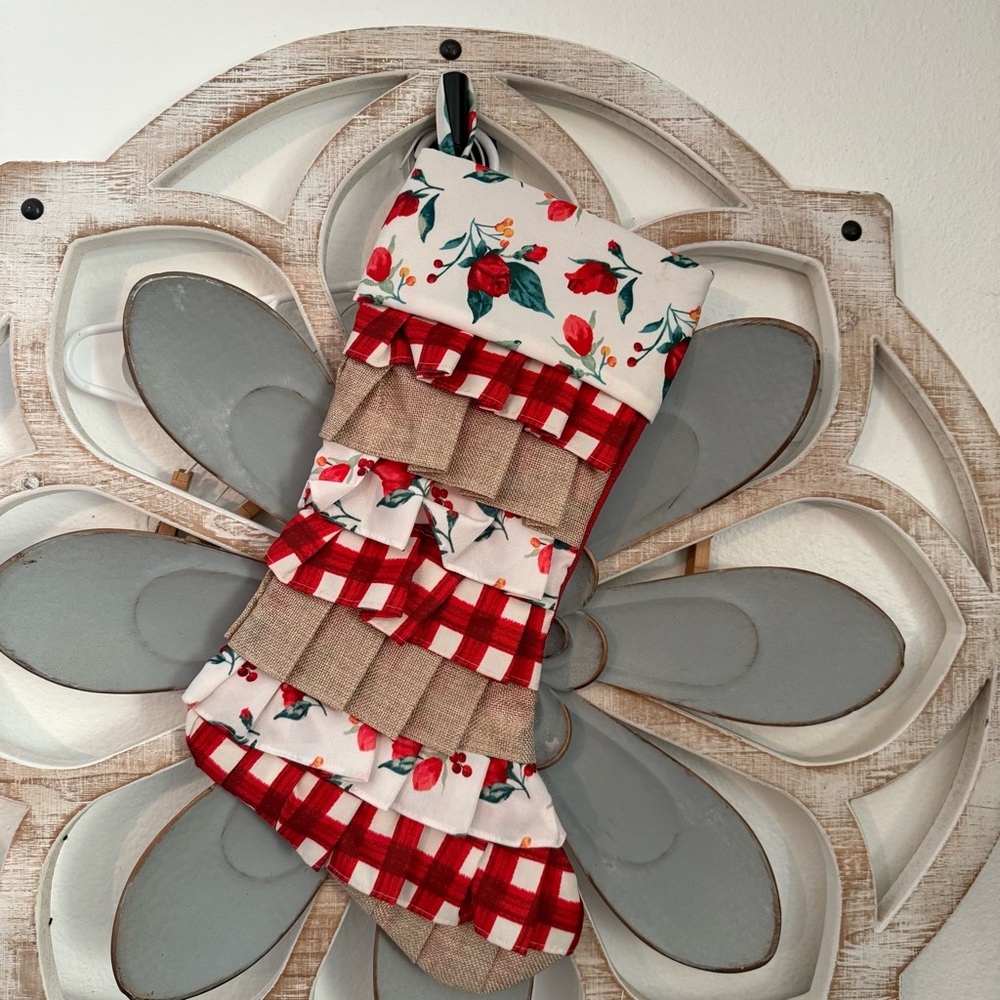 The Pioneer Woman Jolly Rosebud Ruffle Stocking